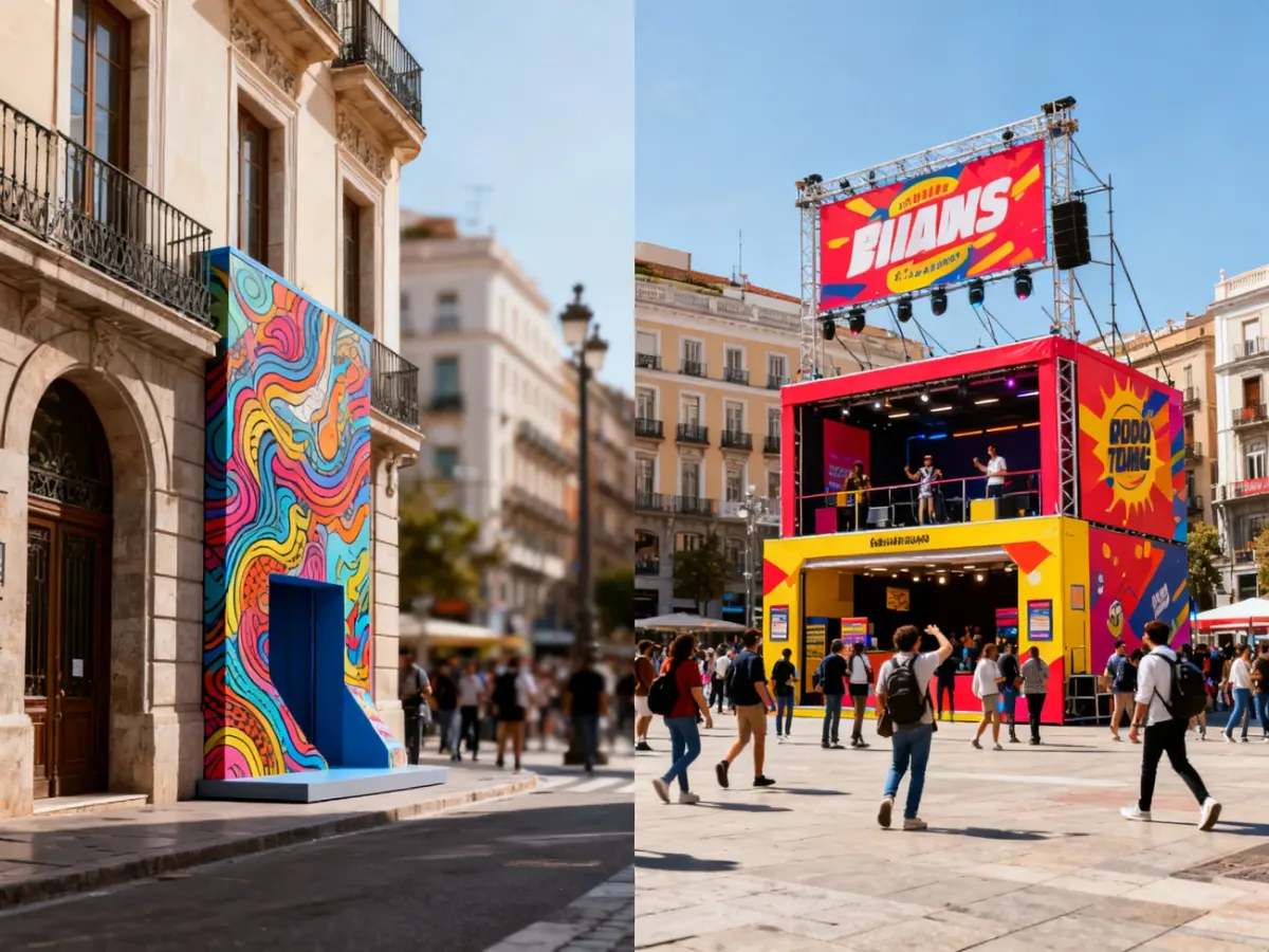 Porównanie ambient marketingu w formie subtelnej instalacji miejskiej oraz dynamicznego, odważnego guerilla marketingu.